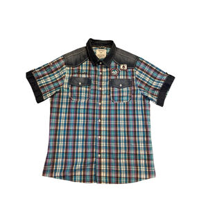 Men’s Imperious Plaid/Jean short‎ sleeve shirt Size 2X